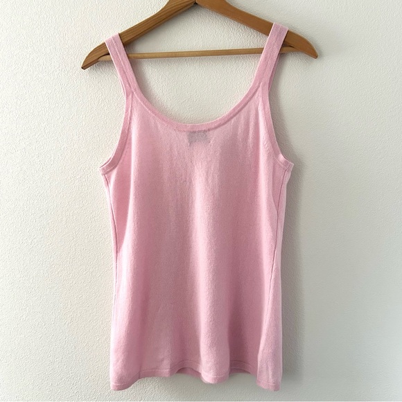 Neiman Marcus Pink 100% Cashmere Tank Top Luxury Layering Essential Size XL - Picture 2 of 4